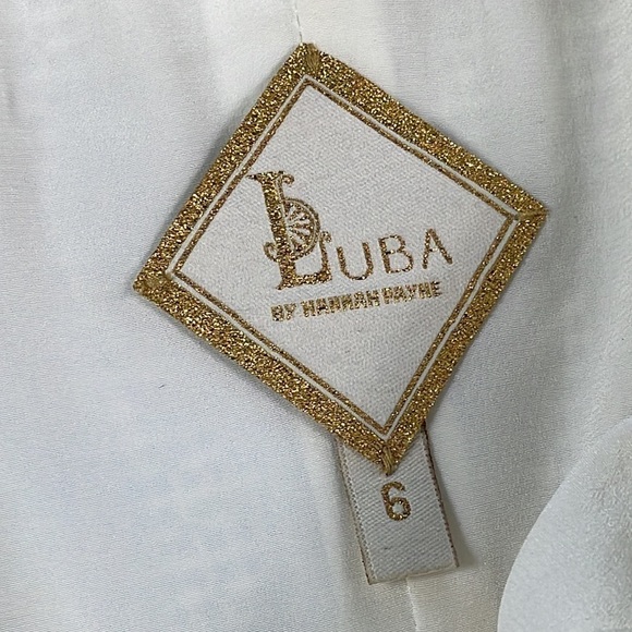 Luba by Hannah Payne Mesh Lace Peplum Babydoll Top Blouse Feminine Bridal White - Picture 11 of 13